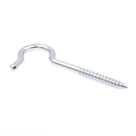Prime-Line Round Bend Screw Hooks, 1/4 in. X 4-1/8 in., Zinc Plated Steel, PK10 9068359